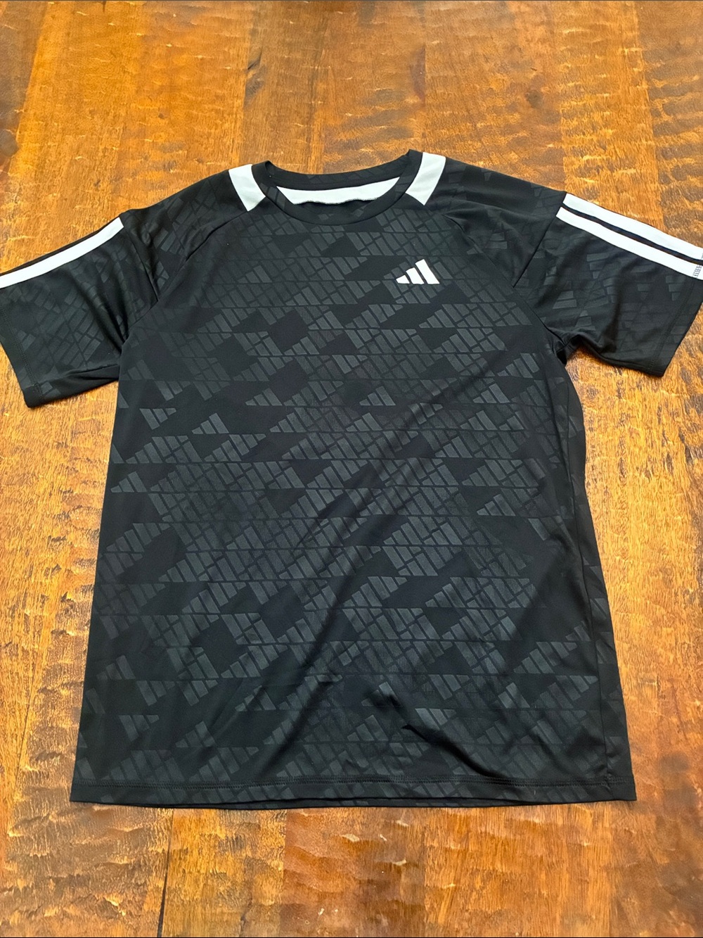 adidas Black Tee with White Stripes and Logo